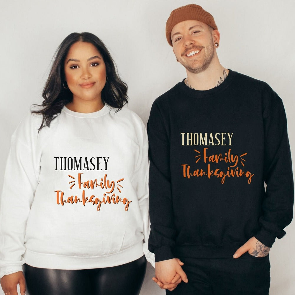 Get the turkey vibes with a custom family thanksgiving group sweatshirt. Perfect souvenir gift idea for holidays, family reunions, family trip present for cousin, relatives, grandparents, mom dad sibling, aunt uncle. Custom winter season memorable gift.
