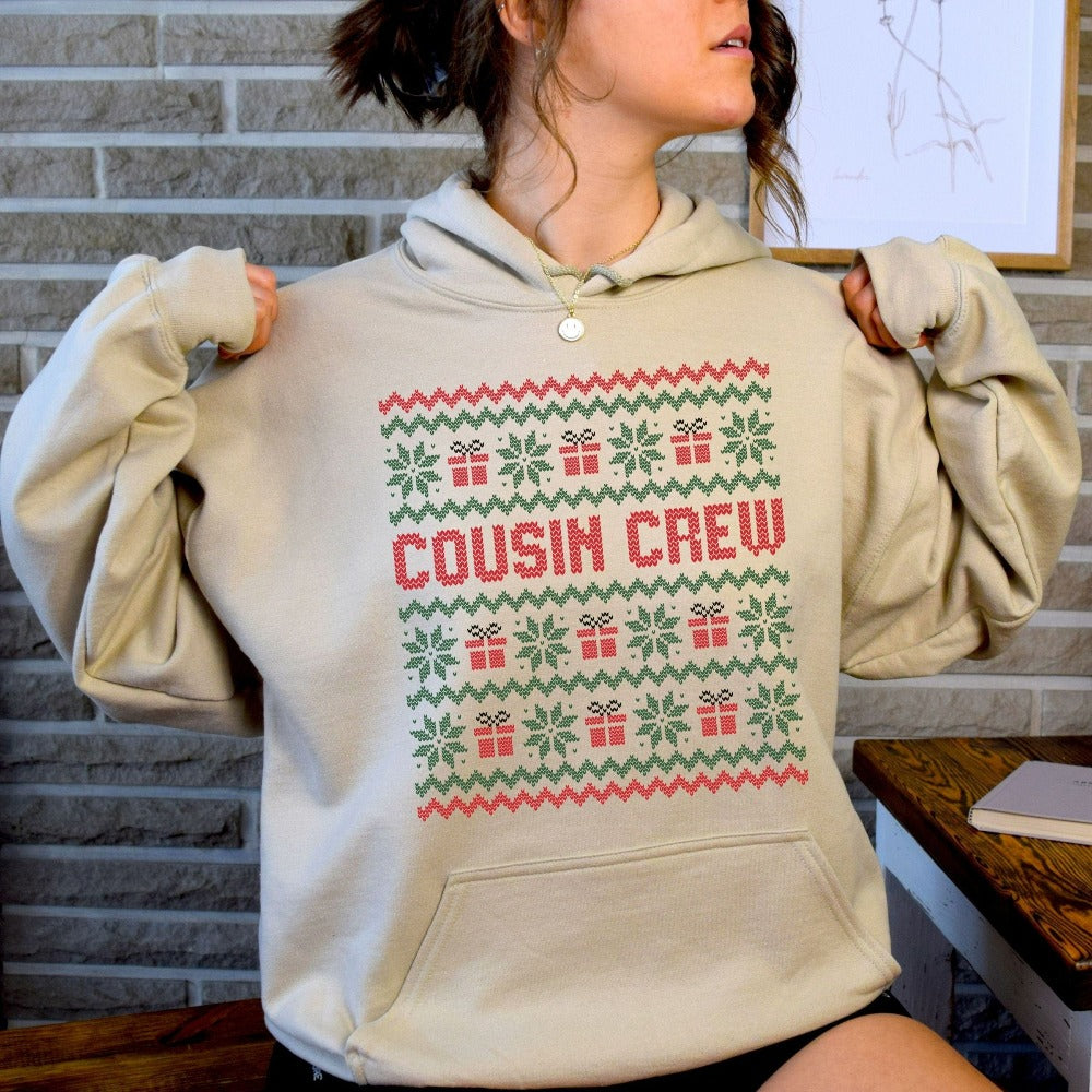 Cousin Matching Winter Sweatshirt, Cousin Crew Christmas Tee, Matching Family Christmas Shirt, Ugly Xmas Sweater, Niece Nephew Xmas Gifts