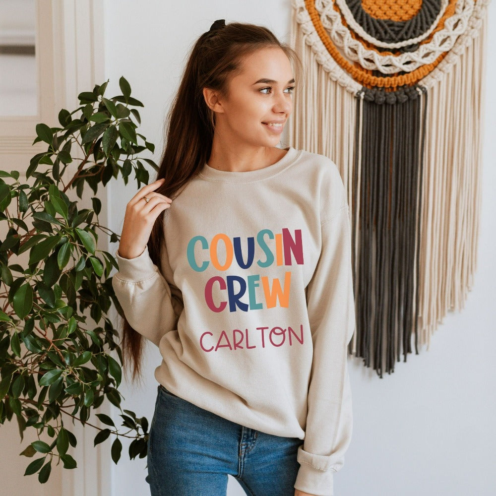 Get the family closer with this cute cousin crew sweatshirt gift idea. Brings up great memories of family adventures, camping, hiking, vacations tours, summer break and road trips. This is a perfect matching travel or holiday souvenir shirt for the whole squad.