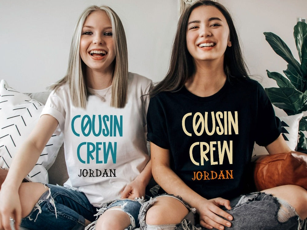 Get the family closer with this cute cousin crew gift idea. Brings up great memories of family adventures, camping, hiking, vacations tours, summer break and road trips. This casual tee is a perfect matching travel or holiday souvenir for the whole squad.