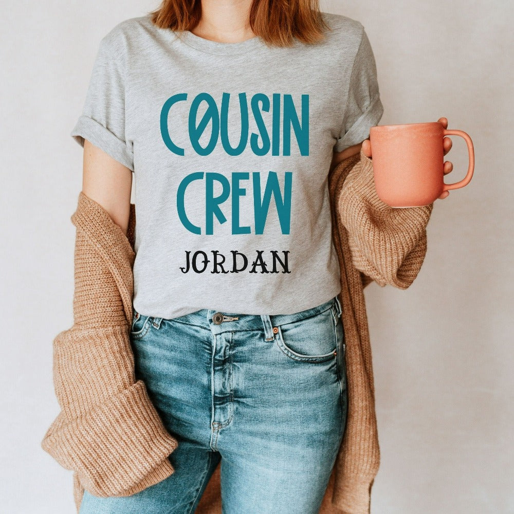 Get the family closer with this cute cousin crew gift idea. Brings up great memories of family adventures, camping, hiking, vacations tours, summer break and road trips. This casual tee is a perfect matching travel or holiday souvenir for the whole squad.