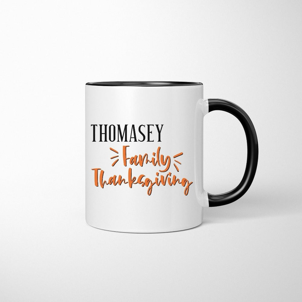 Get the turkey vibes with a custom family thanksgiving group mug. Perfect souvenir gift idea for holidays, family reunions, family trips presents for cousins, relatives, grandparents, mom dad sibling, aunt uncle. Custom winter season memorable gift.
