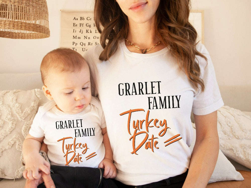 Thanksgiving Day Turkey Print Family Matching Cotton Short-sleeve T-shirts