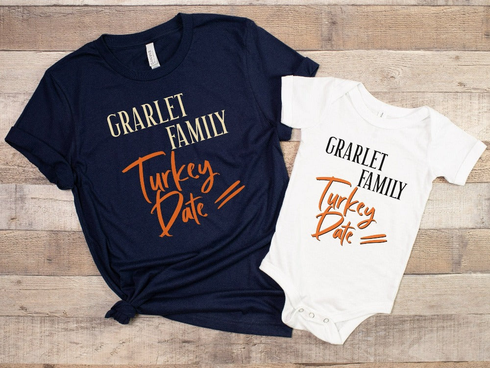 Get the turkey vibes with a custom family thanksgiving group outfit. Perfect for holidays, family reunions, family trips including grandparents, mom dad sibling, kids and infants. Make this years traditions extra special with a customized gift idea.