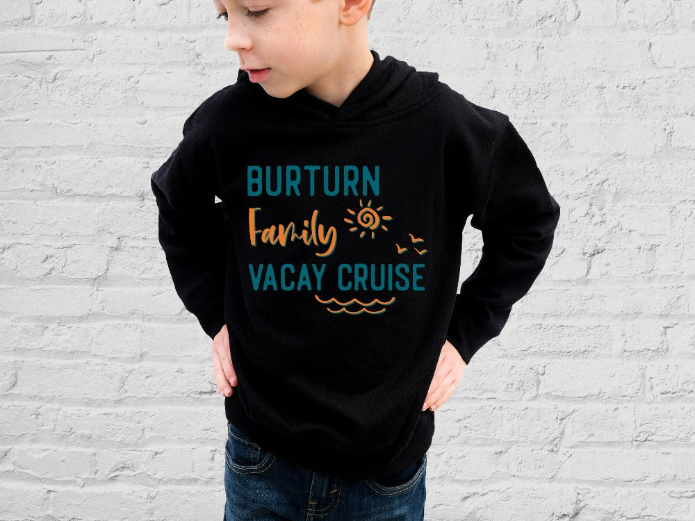 This adorable customized family reunion outfit gives the perfect vacay mode for your Summer break or Christmas fall holiday. Make gift memorable with name personalization. For cousin crew, siblings, vacation, mom daughter reunion or weekend getaway! Casual cozy hoodie gift for siblings or travel buddies. 