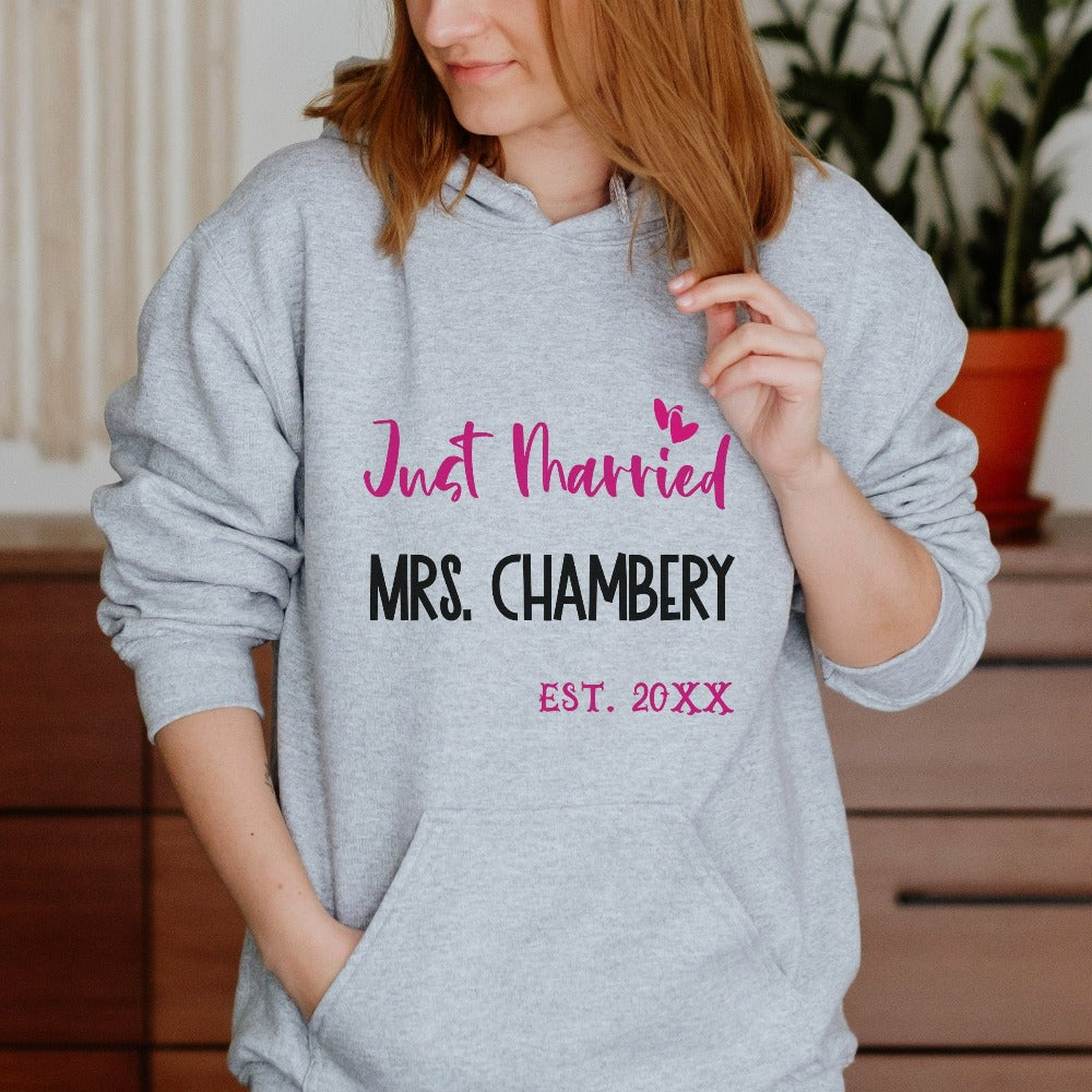 Grab this adorable wedding souvenir for the newest bride to be. Customized with name and date, this cute gift idea is perfect for a bridal shower present for the soon to be Mrs engagement anniversary gift for wife/spouse. Custom personalized outfit for her.