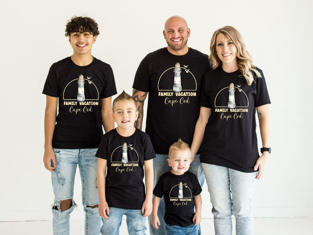 Matching family cruise vacation custom shirt is the perfect custom way to get into vacay mode. Customized with name or destination and personalized to stand out, this is a sure hit with the whole travel crew especially with the cute lighthouse design. Get your squad ready for trip, lake or beach life adventure!