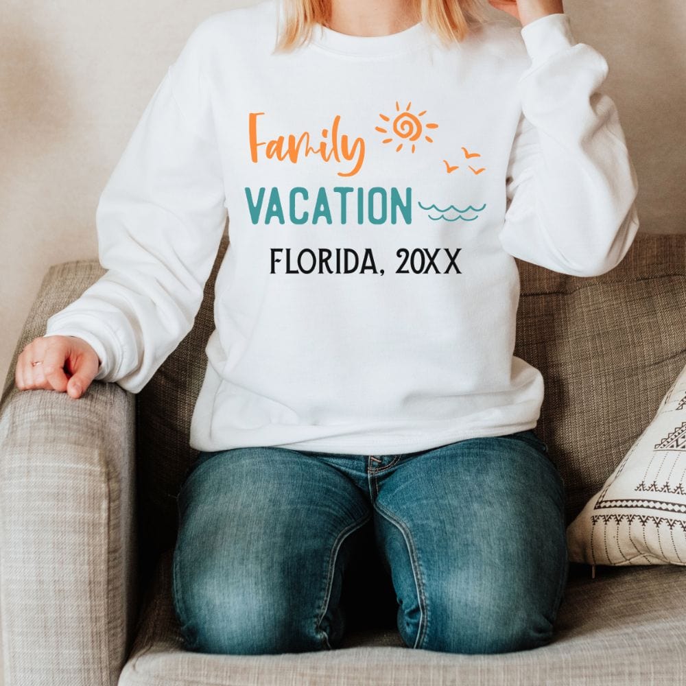 This cute custom travel apparel souvenir gift idea brings up great memories of family adventures, camping, hiking, vacations tours, summer break and road trips. This is a perfect personalized matching travel or holiday souvenir for the whole squad.