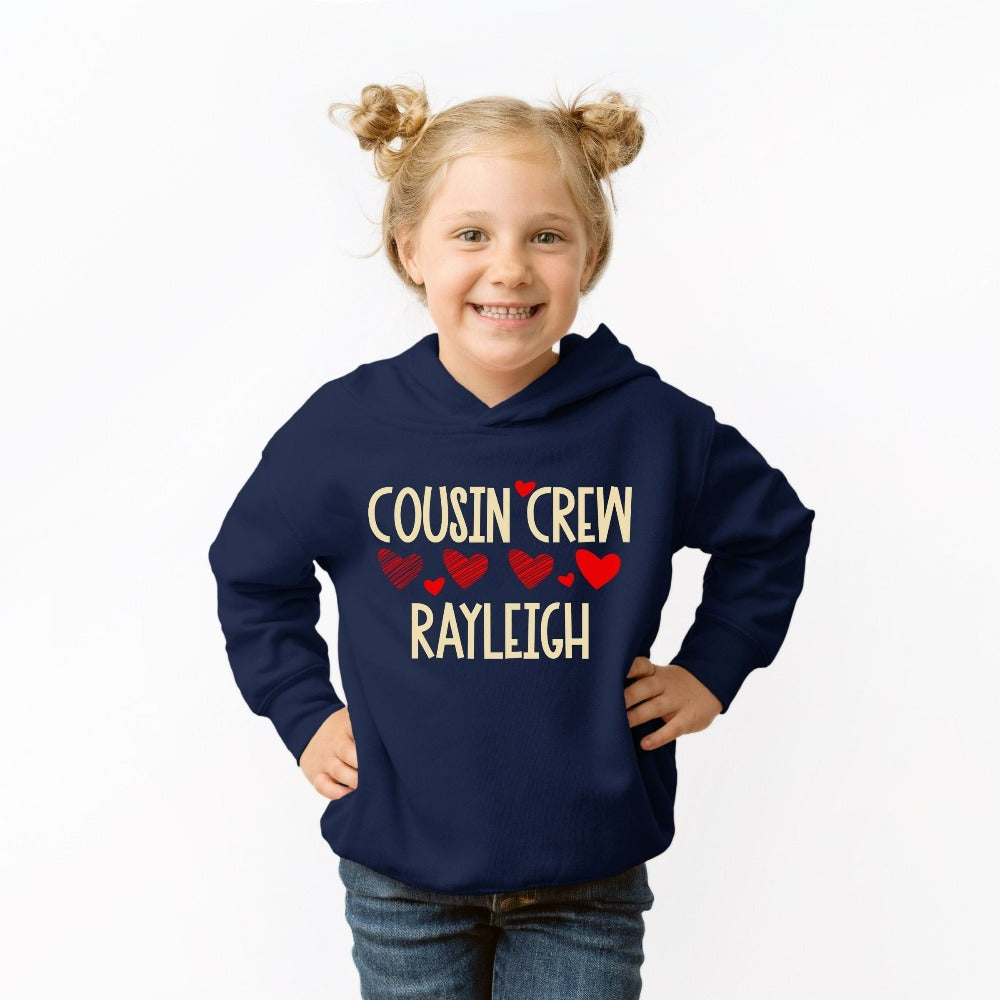 Customized Name Cousin Hoodie, Cousin Camping Gift, Cute Cousin Shirt for Valentines Day, Holiday Gathering Cousin Crew Outfit