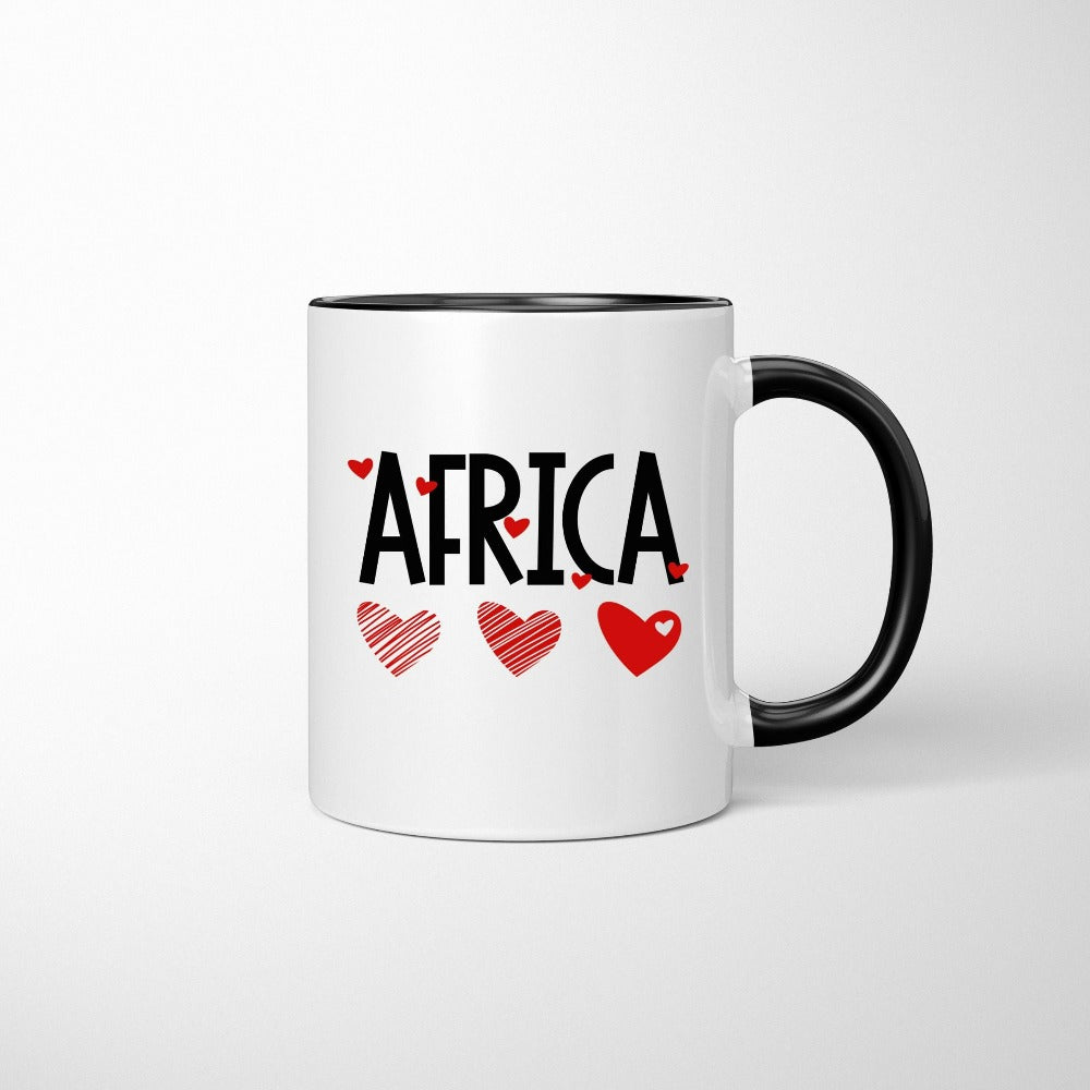Cute African Coffee Mug, Afro Women Enamel Camp Mug, Africa Love Cup for Black Women Afro American, Hot Chocolate Mug, Women's Day 