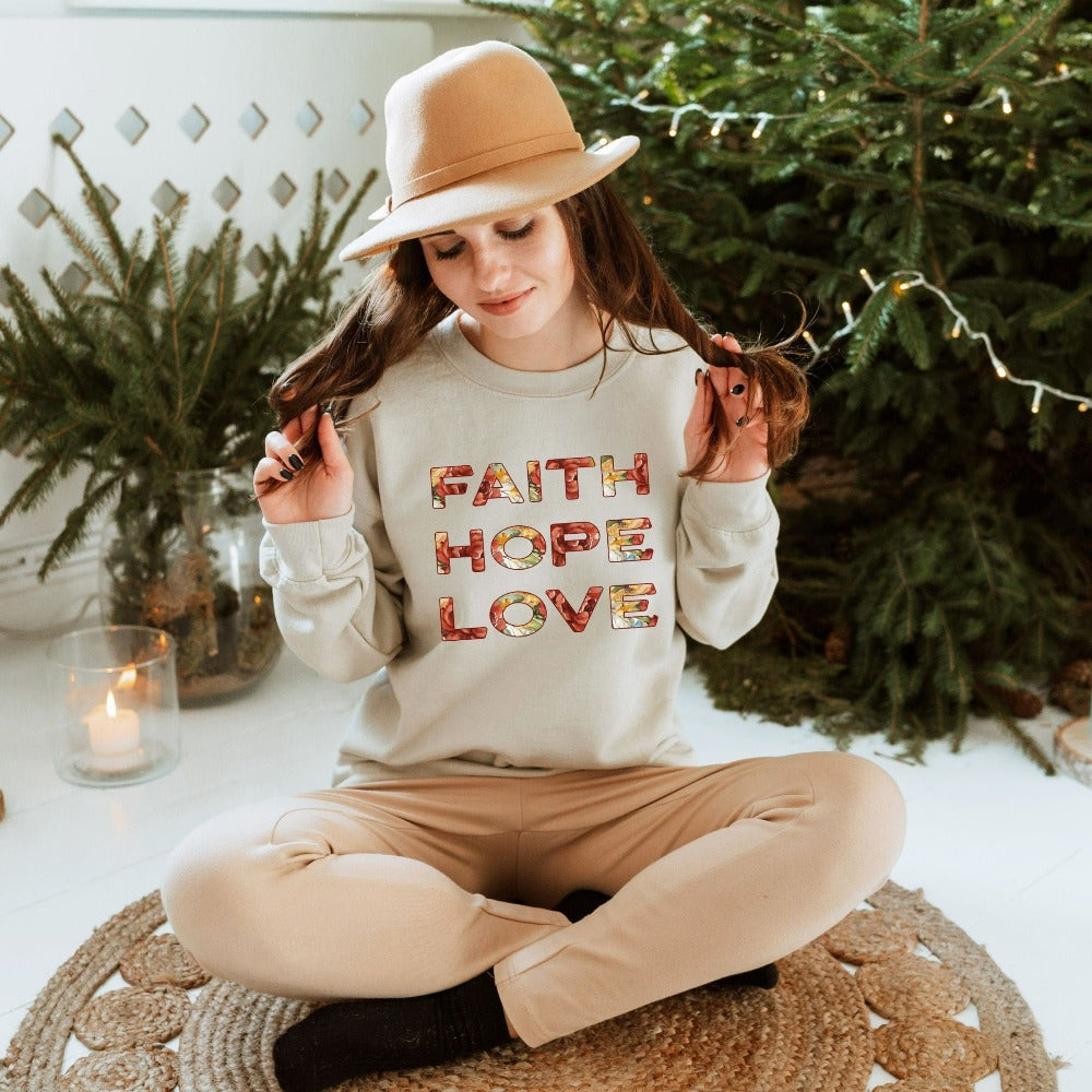 Faith Hope Love Floral Text Sweatshirt – Jonomea