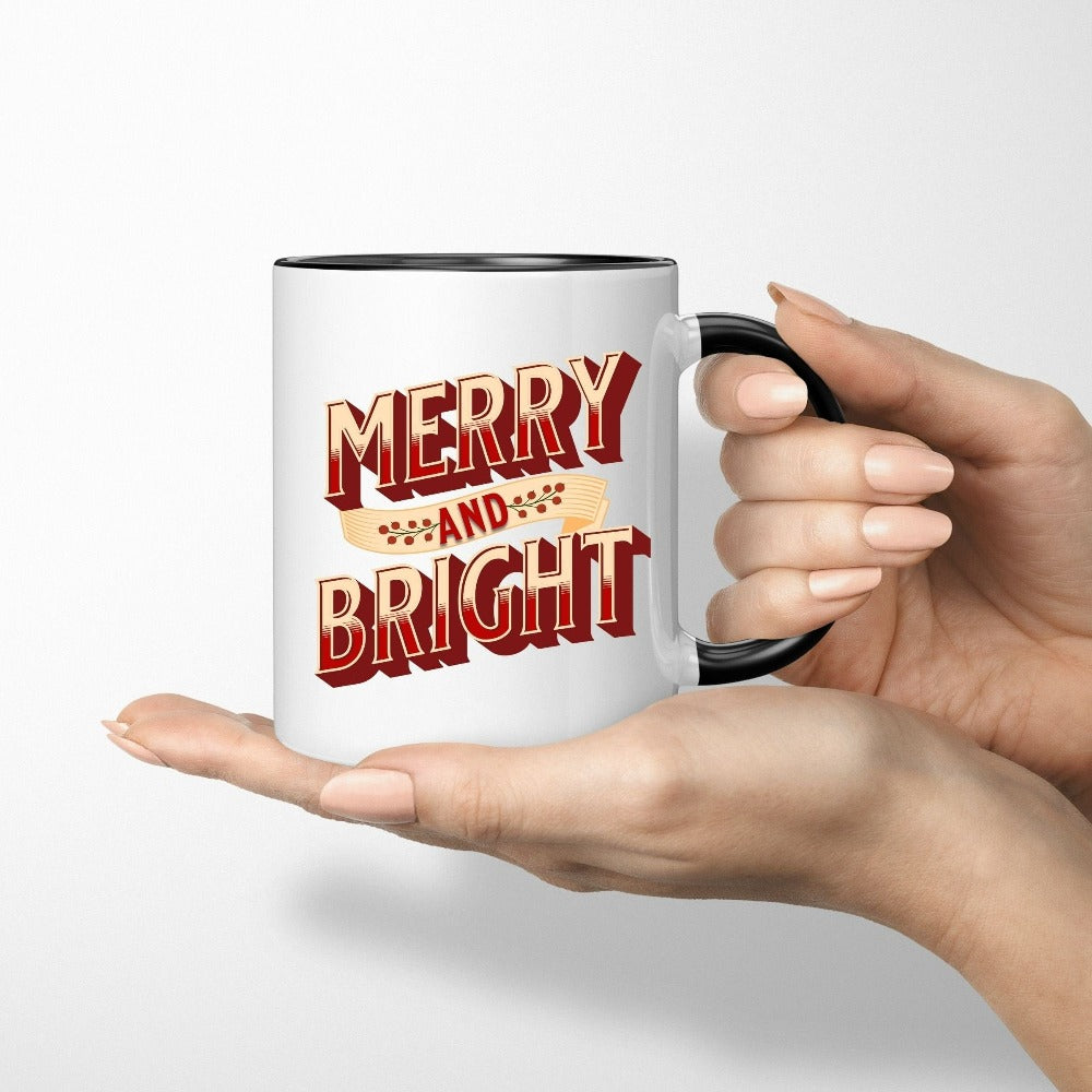 Merry and Bright Christmas holiday season gift idea for best friends, family, co-worker, neighbor in the festive spirit. Spread the cheer during family reunions, winter visits with this family vacation souvenir.