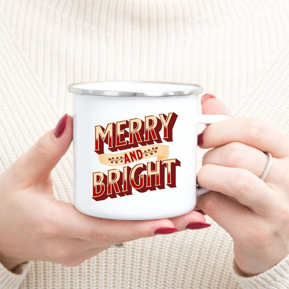 Merry and Bright Christmas holiday season gift idea for best friends, family, co-worker, neighbor in the festive spirit. Spread the cheer during family reunions, winter visits with this family vacation souvenir.