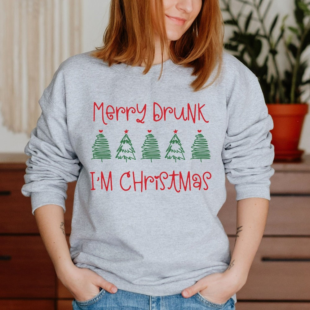 Cute Christmas Sweater, Couple Winter Sweatshirt, Christmas Jumper for Ladies, Christmas Drinking Shirt, Humorous Christmas Pullover, Family Xmas Pajamas