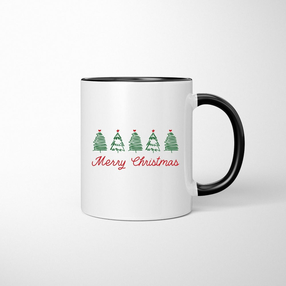 Cute Christmas Tree Mug, Winter Holiday Cups, Merry Christmas Campfire Cup, Christmas Enamel Mug, Xmas Holiday Gifts Family Friends 