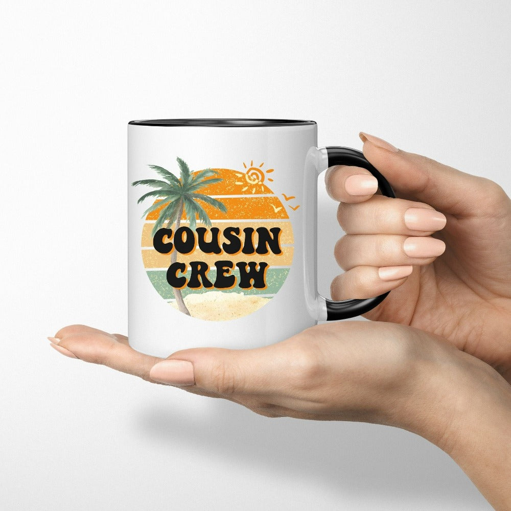 Get the family closer with this retro vintage look cousin crew gift idea. Brings up great memories of family adventures, camping, hiking, vacations, making time for each other, together. This is a perfect matching travel souvenir for a beach life cruise.