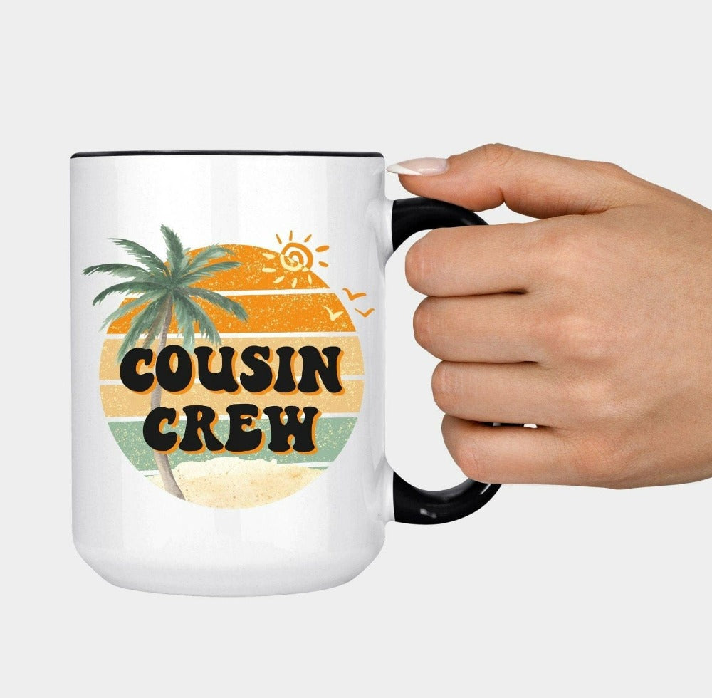 Get the family closer with this retro vintage look cousin crew gift idea. Brings up great memories of family adventures, camping, hiking, vacations, making time for each other, together. This is a perfect matching travel souvenir for a beach life cruise.
