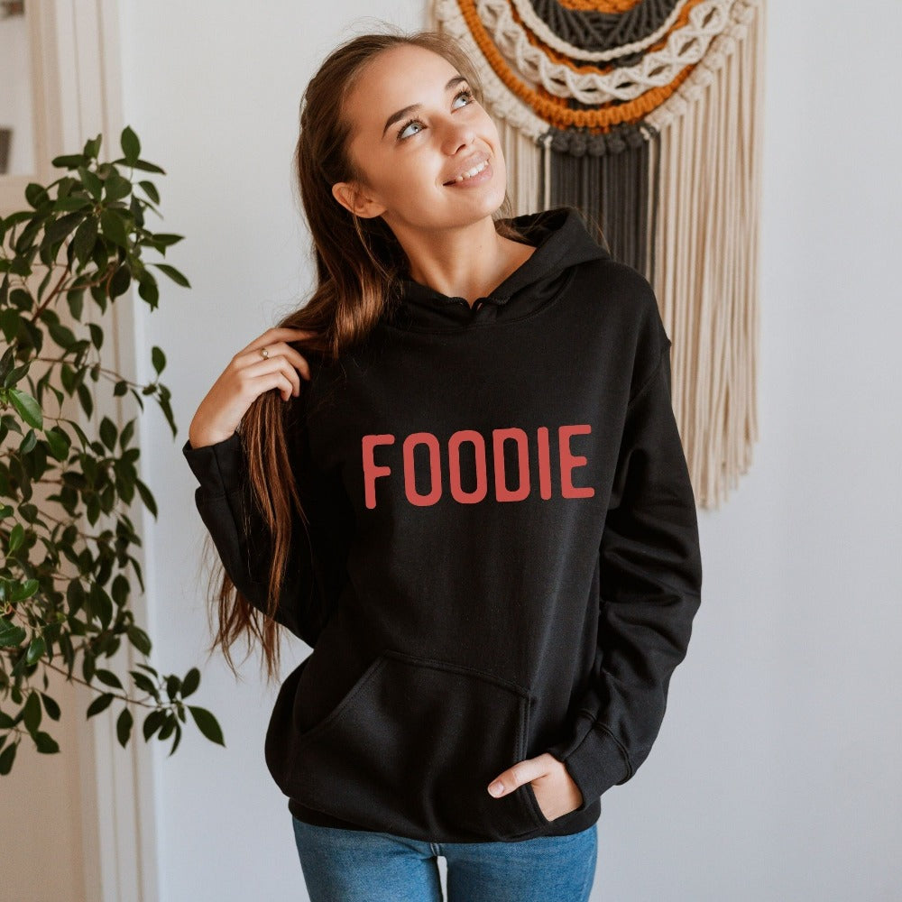 This minimalist foodie design is a great gift idea for the food lover. Perfect shirt for home cooks, gourmet sous chef, bloggers, bakers, restaurateurs or anyone that loves and enjoys eating. Grab this birthday or Christmas sweatshirt gift for a friend or loved family member.