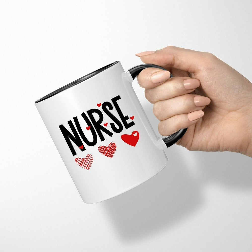 Cute Nurse Mug, Valentines Coffee Mug, Nurse Valentine's Day Gift, NICU Crew Appreciation Gift, Nursing School Valentine Cup, RN Gift 