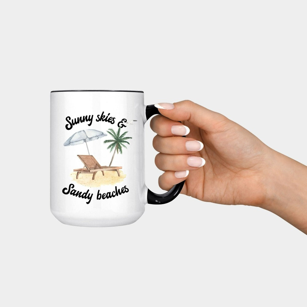 This fun casual beach and cruise life coffee mug is the perfect souvenir reminder of a dream destination vacay. Perfect for cabin, lake house, or boating kind of day, It is an adorable souvenir for your girls trip, mom daughter outing or summer break vacation.