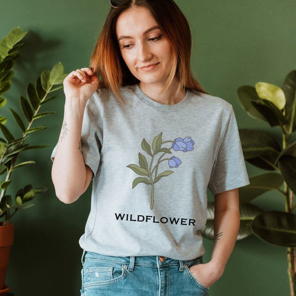 This minimalist wildflower graphic shirt is elegant and perfect gift idea for mom, daughter, teenager, sister, best friend especially if they love the outdoors, nature, plants or flowers. The floral boho cottage core look is great for every occasion and works as a birthday, Christmas holiday, Mother's Day, anniversary or Thanksgiving gift idea.