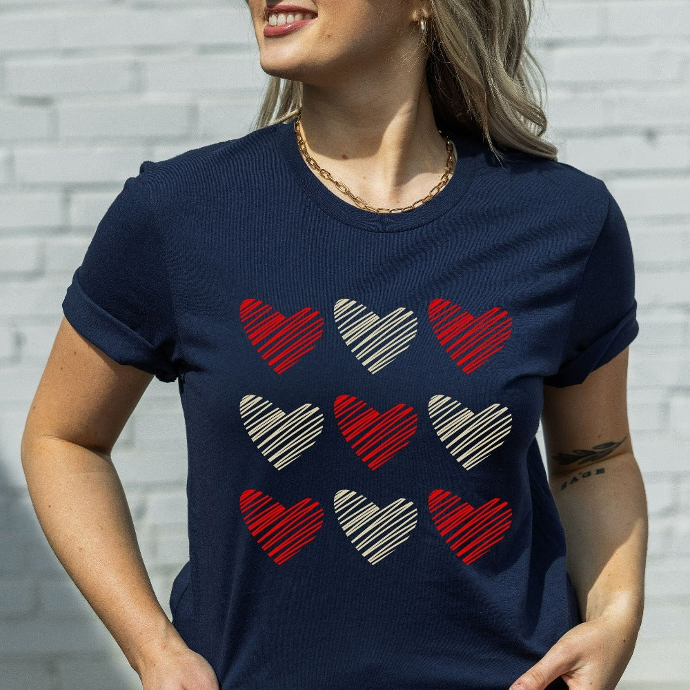 Cute Valentine Day Shirt, Valentines Heart T-Shirt for Mom Wife Aunt Sister, Valentine's Heart Tees, Newlyweds Honeymoon Shirt