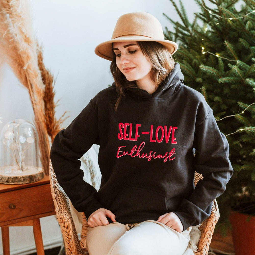 Cute Valentine's Day Sweatshirt, Vday Self Love Shirt, Kindness Valentines Day Shirt, Self Care Positive Apparel for Women Her