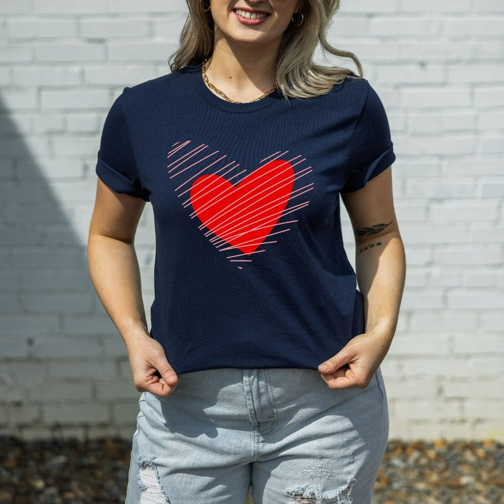 Cute Valentine's TShirt, Valentine Women Tees, Couple Valentine's Day Shirt, Love Heart T-Shirt Gift for Her, Couple Heart Tops