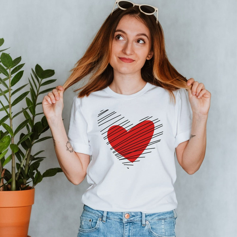 Cute Valentine's TShirt, Valentine Women Tees, Couple Valentine's Day Shirt, Love Heart T-Shirt Gift for Her, Couple Heart Tops