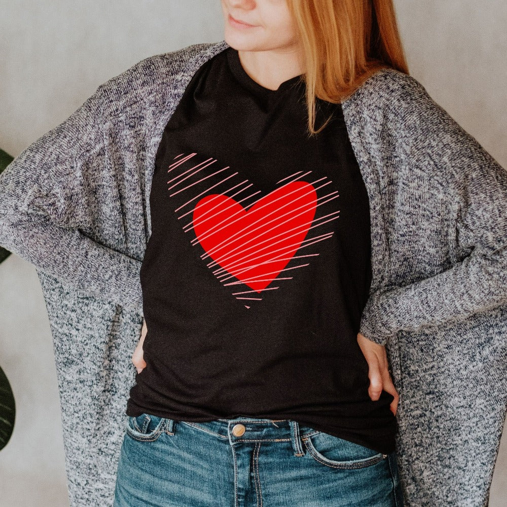 Cute Valentine's TShirt, Valentine Women Tees, Couple Valentine's Day Shirt, Love Heart T-Shirt Gift for Her, Couple Heart Tops