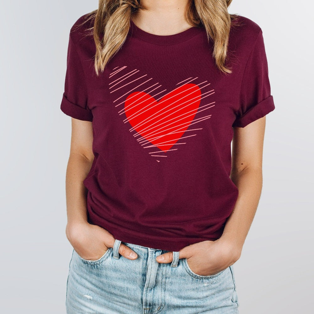 Cute Valentine's TShirt, Valentine Women Tees, Couple Valentine's Day Shirt, Love Heart T-Shirt Gift for Her, Couple Heart Tops