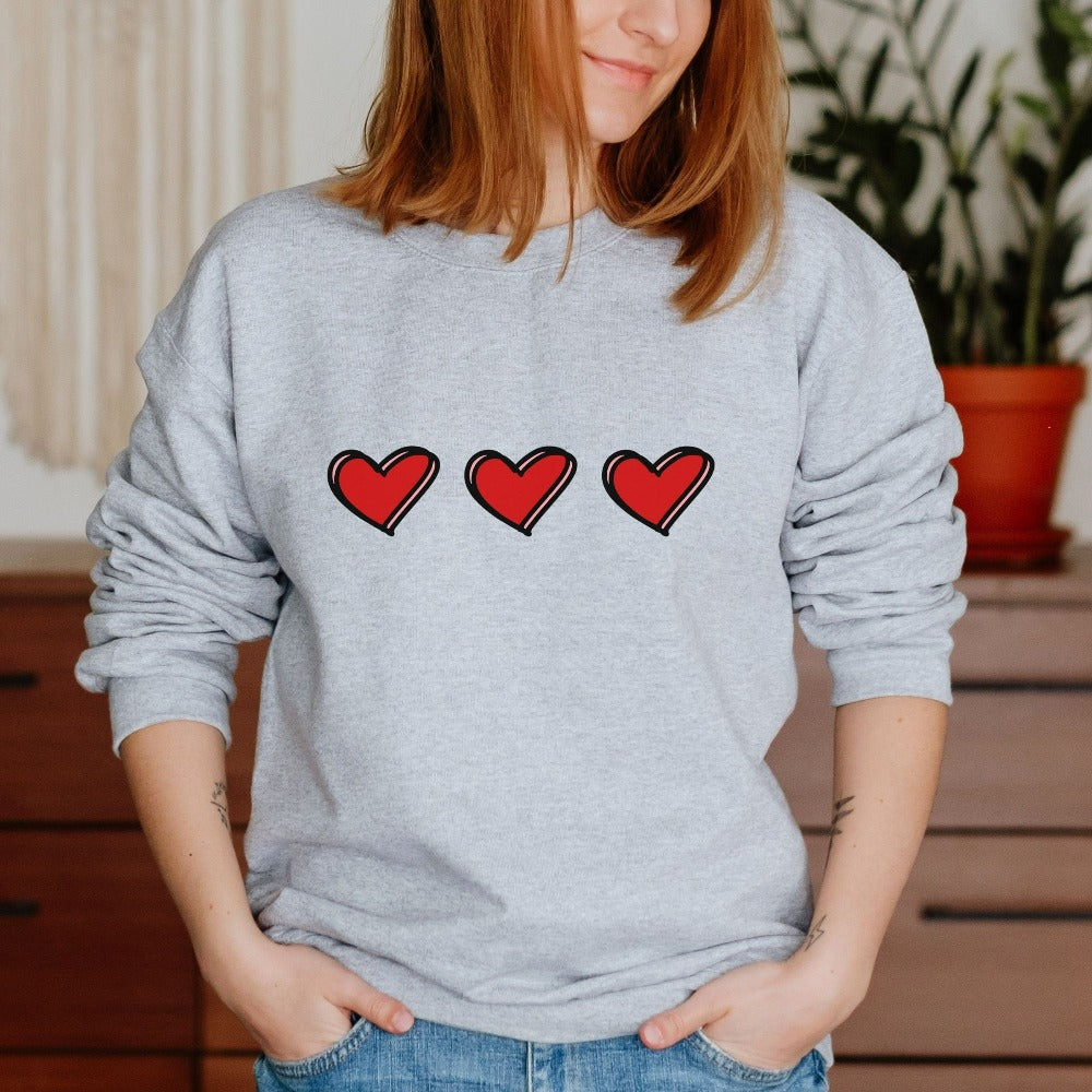 Cute Valentine Sweatshirt, Matching Hearts Day Couple Shirt, Love Heart Sweatshirt, Graphic Women's Apparel, Valentines Gift for Her