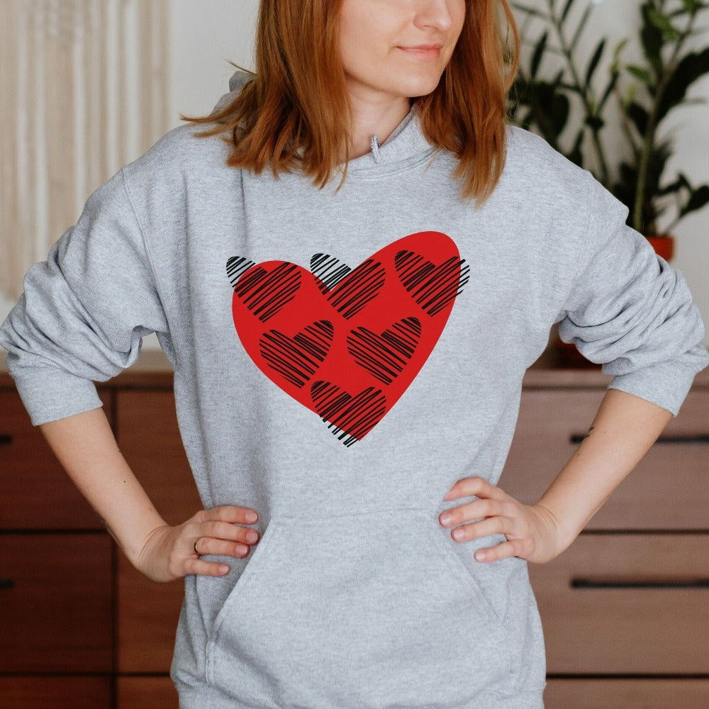 Cute Valentines Heart Sweatshirt, Valentine's Day Shirt, Valentine Newlyweds Sweatshirt, Scribble Heart Shirt for Wife Spouse  