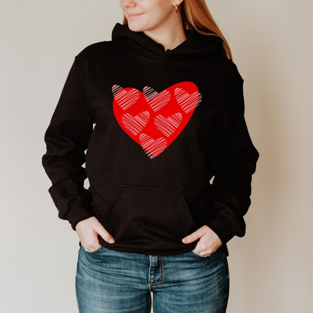 Cute Valentines Heart Sweatshirt, Valentine's Day Shirt, Valentine Newlyweds Sweatshirt, Scribble Heart Shirt for Wife Spouse  