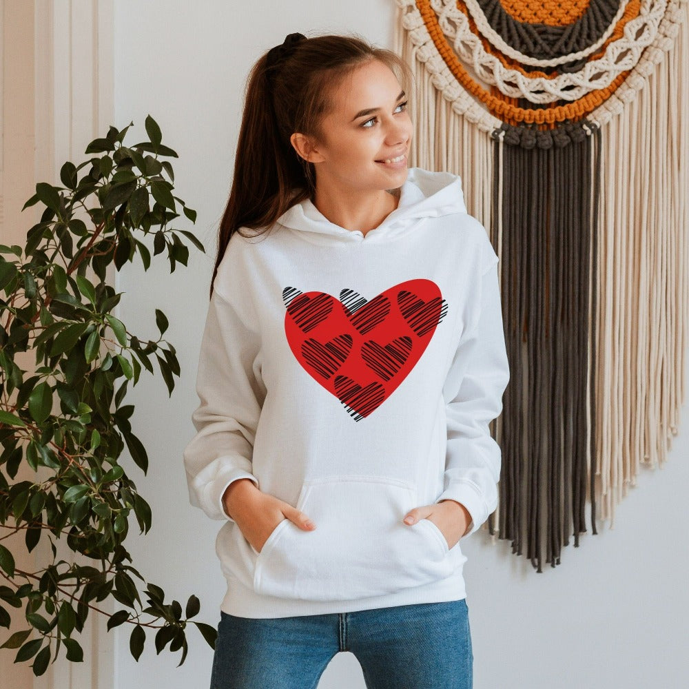 Cute Valentines Heart Sweatshirt, Valentine's Day Shirt, Valentine Newlyweds Sweatshirt, Scribble Heart Shirt for Wife Spouse  