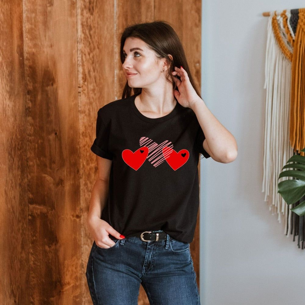 Cute Valentines Shirt, Valentine T-Shirt for Couples, Matching Valentine's Day Tee, Scribble Heart TShirt, Valentine Tee Gifts