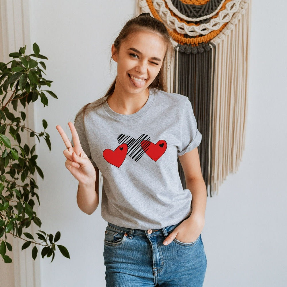 Cute Valentines Shirt, Valentine T-Shirt for Couples, Matching Valentine's Day Tee, Scribble Heart TShirt, Valentine Tee Gifts