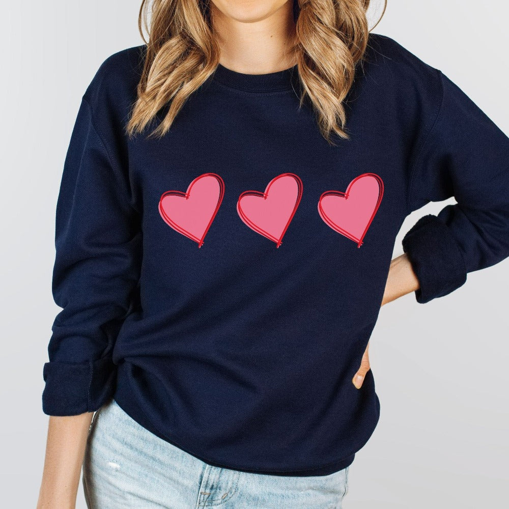 Cute Valetines Sweatshirt, Teachers Valentines Day Shirt, First Valentine Couple Heart Sweatshirt, Love Heart Day Outfit for Women  