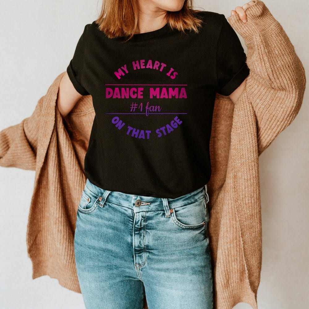 The style of our dance recital mom outfit has striking print colors and is perfectly combined to give it a more girlish, modish, chic look. Every dance mama will love wearing it all day long because of its pleasant, warm, and cozy fabric. Favorite Mom Tee