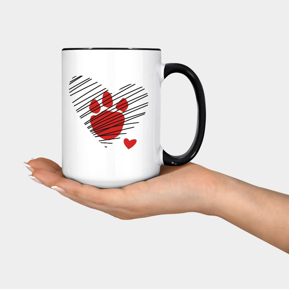 Dog Lover Gift for Valentines Day, Paw Heart Mug, Valentine Coffee Mug, Dog Cat Lover Cup, Pet Owner Valentines Gift, Mom Coffee Cups 
