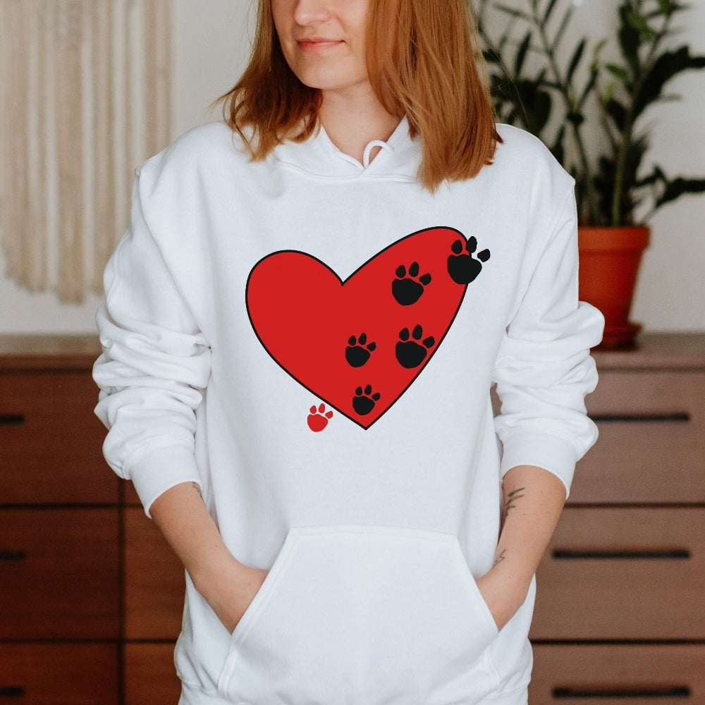 Dog Lover Sweatshirt, Heart Paw Shirt, Birthday Gift for Dog Owner, Animal Lover Sweater, Cat Owner Valentine Outfit, Mom Dad Gifts