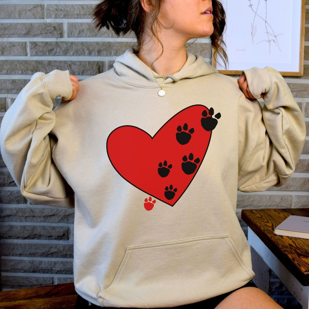 Dog Lover Sweatshirt, Heart Paw Shirt, Birthday Gift for Dog Owner, Animal Lover Sweater, Cat Owner Valentine Outfit, Mom Dad Gifts