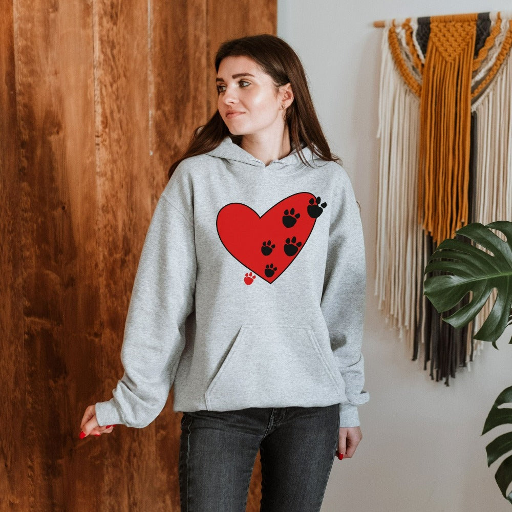 Dog Lover Sweatshirt, Heart Paw Shirt, Birthday Gift for Dog Owner, Animal Lover Sweater, Cat Owner Valentine Outfit, Mom Dad Gifts