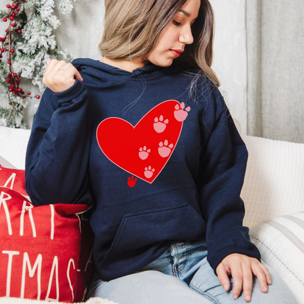 Dog Lover Sweatshirt, Heart Paw Shirt, Birthday Gift for Dog Owner, Animal Lover Sweater, Cat Owner Valentine Outfit, Mom Dad Gifts