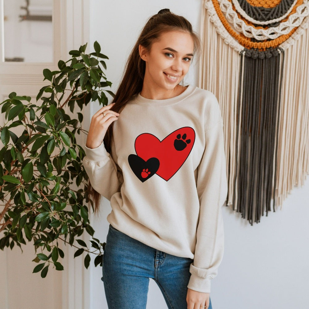 Dog Lover Sweatshirt, Paw Love Valentines Day Sweater, Paw Heart Shirt for Bestfriend Bestie, Dog Mom Sweatshirt, Valentine's Outfit Her Him