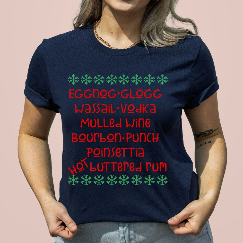 Drinking Christmas Shirt, Funny T-Shirts for Christmas, Holiday Party Shirt, Couple Winter Tees, Women's Holiday Apparel, Xmas Tees