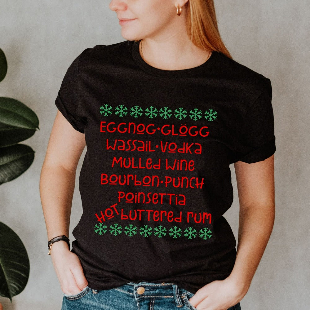Drinking Christmas Shirt, Funny T-Shirts for Christmas, Holiday Party Shirt, Couple Winter Tees, Women's Holiday Apparel, Xmas Tees