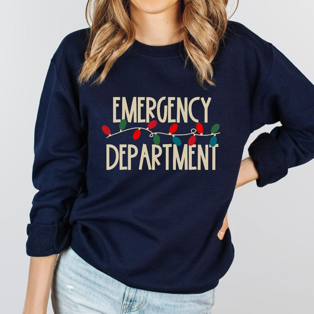 Emergency Department Christmas Sweatshirt, ER Nurse Gift, Surgical Unit Tech Holiday Outfit, Hospital Christmas Holiday Party Outfit