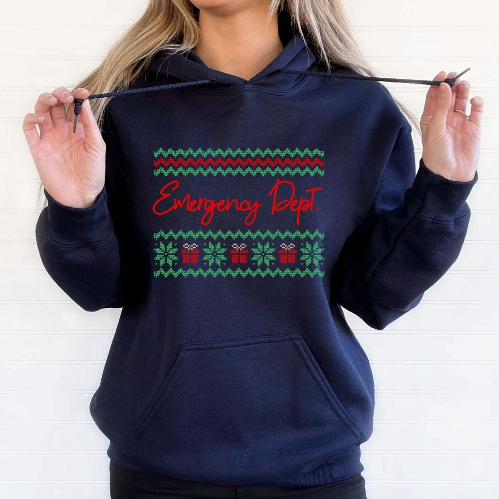 Emergency Nurse Gift for Christmas Nurse, Holiday Shirt RN Xmas Sweatshirts, Emergency Dept Christmas Sweater, ER Nurse Sweatshirt, Medical Staff