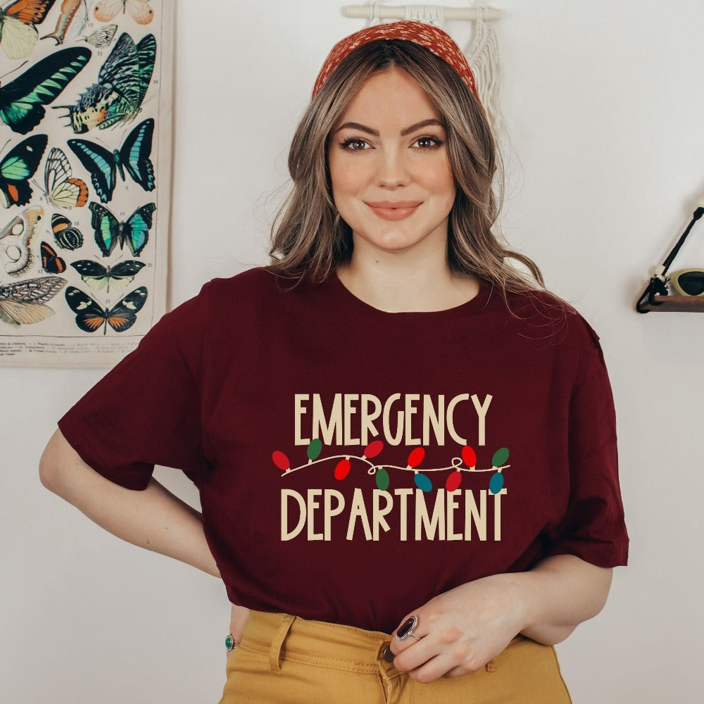 ER Nurse Christmas Shirt, Emergency Department Holiday T-Shirt, Christmas Party Med Surg Nursing School Tee, Hospital Staff Gifts